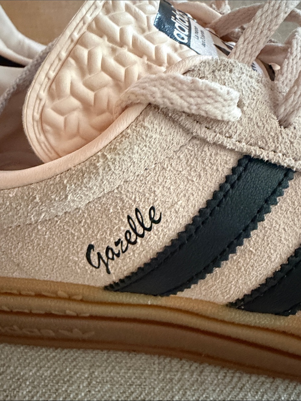 adidas Pink Suede Gazelle Sneakers with Black Stripes - Picture 4 of 8